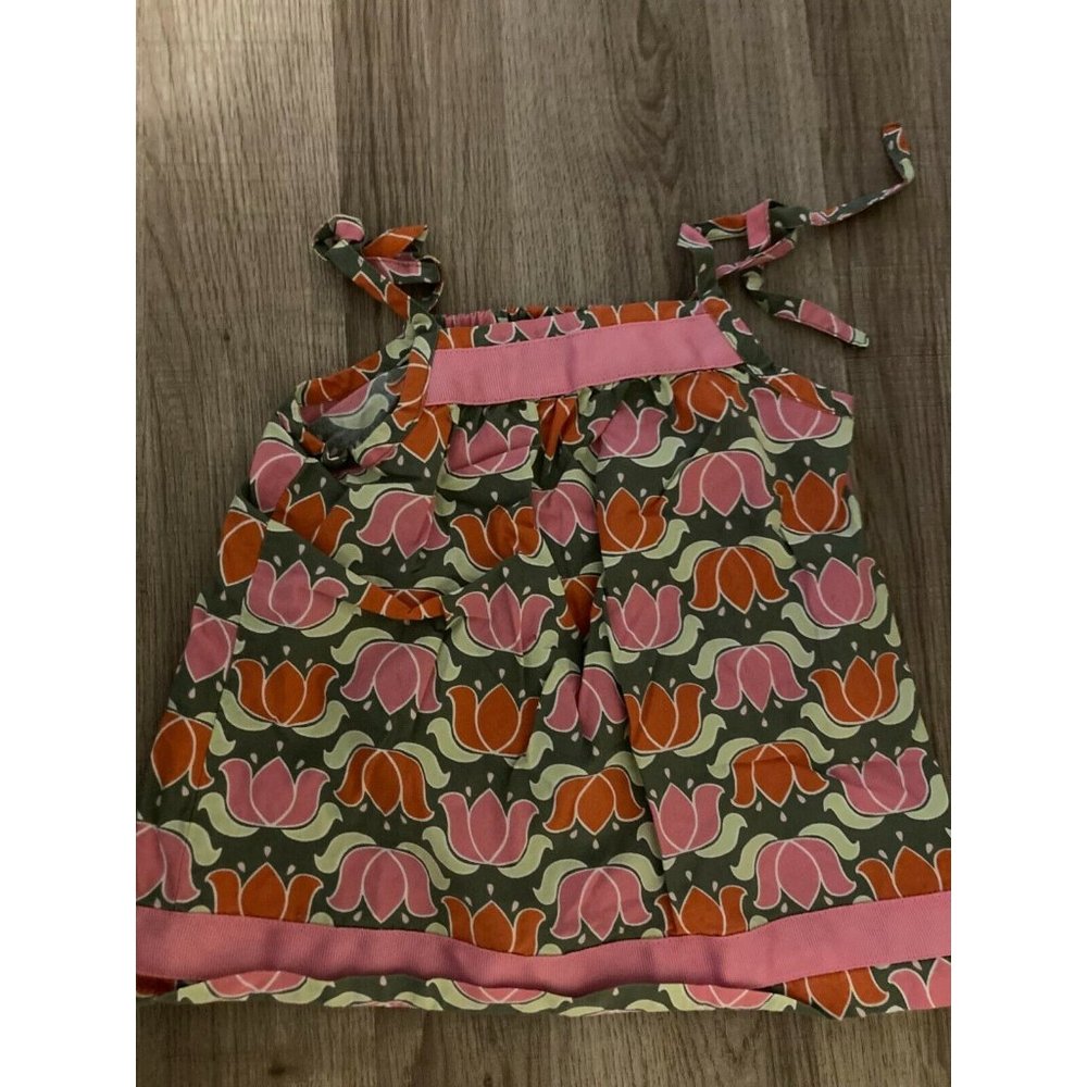 Hanna Andersson Pillowcase Dress Elm 3-6 Months 60 CM Green Pink Floral Print